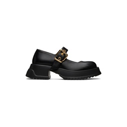 Black Leather Mary Jane Loafers 241379F121021