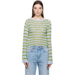 Blue   Green Striped Sweater 241379F096002