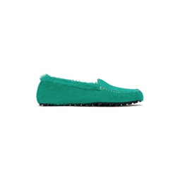 Green Calf Hair Moc Loafers 241379M231030