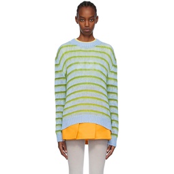 Blue   Green Striped Sweater 241379F096030