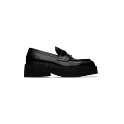 Black Leather Moccasin Loafers 222379M231002