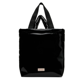 Black North South Faux Leather Tote 232379F049042