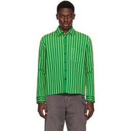 Green Striped Shirt 241379M192072