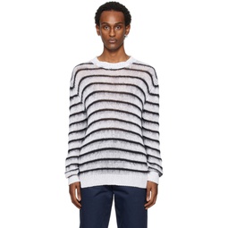White Stripe Sweater 241379M201001