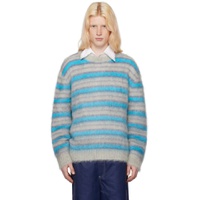 Gray   Blue Striped Sweater 241379M201022