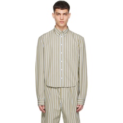 Brown   Gray Striped Shirt 241379M192054