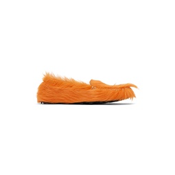Orange Calf Hair Moc Loafers 241379M231031