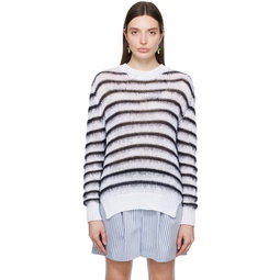 White   Black Striped Sweater 241379F096003