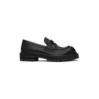 Black Leather Chunky Loafers 241379M231013