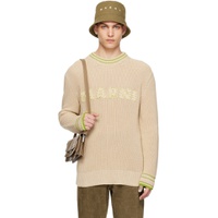 Beige Patches Sweater 241379M201025