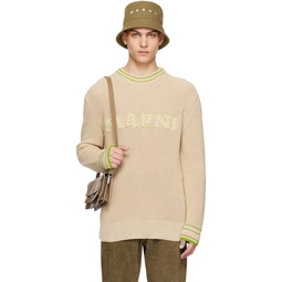 Beige Patches Sweater 241379M201025