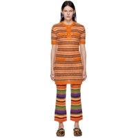 Brown   Orange Striped Minidress 231379F052005