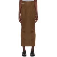 Brown Ribbed Maxi Skirt 241379F093004