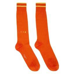 Orange Striped Socks 231379M220022