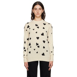 Off White Heart Sweater 232379F096010