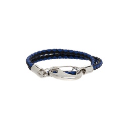 Black   Navy Double Wrap Braided Bracelet 222379M142003