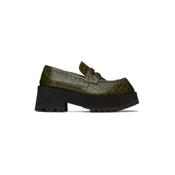 Green Croc Loafers 222379F121016