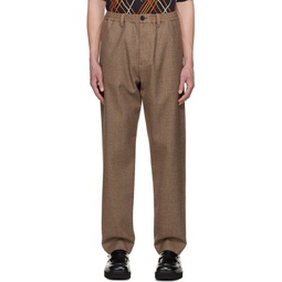 Brown Textured Trousers 222379M191040