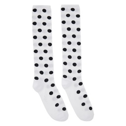 White   Black Polka Dots Socks 232379M220018