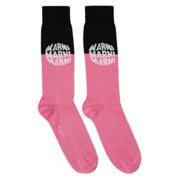 Pink   Black Logo Socks 232379M220021