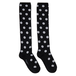 Black   White Polka Dots Socks 232379M220016