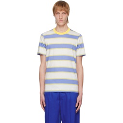 Three Pack Blue   Yellow Stripe T Shirts 231379M213003