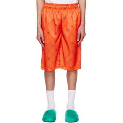 Orange Printed Shorts 231379M193001