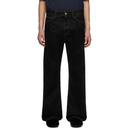 Black Flocked Denim Jeans 241379M186007
