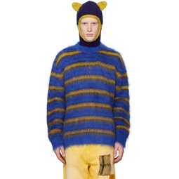Blue   Yellow Striped Sweater 241379M201021