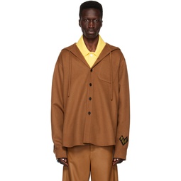 Brown Hooded Shirt 231379M192030