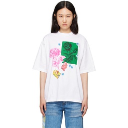 White Collage Flowers T Shirt 241379F110029