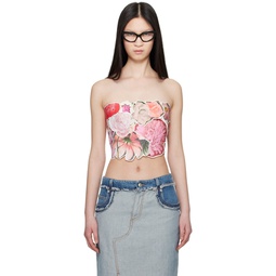 Pink Floral Tube Top 241379F111001