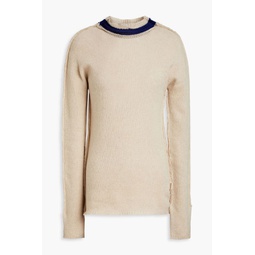 Two-tone cashmere and wool-blend sweater