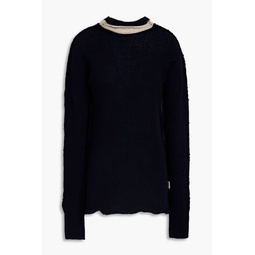 Two-tone cashmere and wool-blend turtleneck sweater