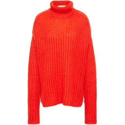 Oversized open-knit mohair-blend turtleneck sweater