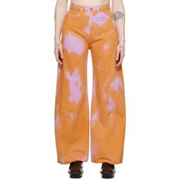 Orange   Pink Tie Dye Boyfriend Jeans 241714F069007