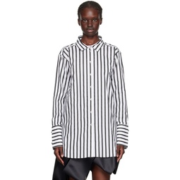 Black   White Striped Shirt 232714F109000