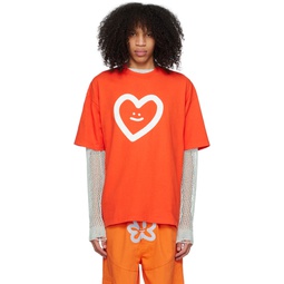SSENSE Exclusive Orange Smiley Star T Shirt 231800M213017