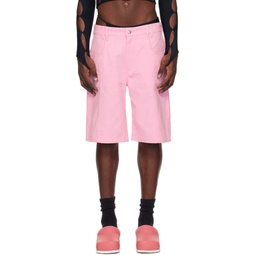 Pink Brushed Denim Shorts 231800M193002