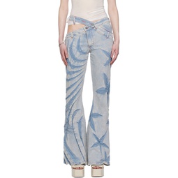 Blue Cutout Jeans 241936F069005