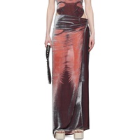 Red   Black Printed Maxi Skirt 241936F093002