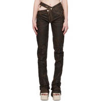 Brown Jeather Jeans 241936F069011