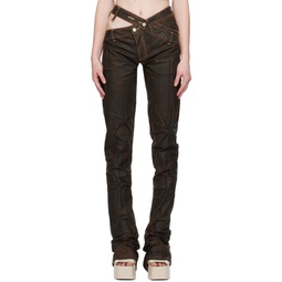 Brown Jeather Jeans 241936F069011