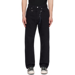 Black Double Waist Jeans 232968M186001