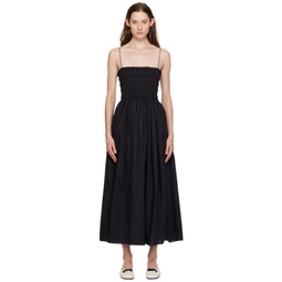 Black Shirred Maxi Dress 241946F055004