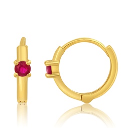 natural gemstone pair small huggie hoop earrings in 14k yellow gold with hidden clip closure