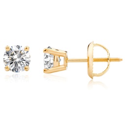 certified 14k yellow gold lab grown diamond solitaire stud earrings (3/4 ct.tw)