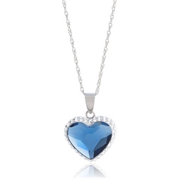 sterling silver blue and white swarovski crystal heart pendant