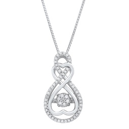 dancing diamond infinity hearts pendant necklace (0.25 cttw., h-i, si1-si2) 18 in 925 sterling silver