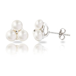 sterling silver freshwater pearl trio earrings with diamond accents